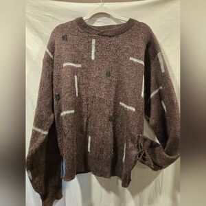 Vintage 80s Purple Patterned Sweater, Size L